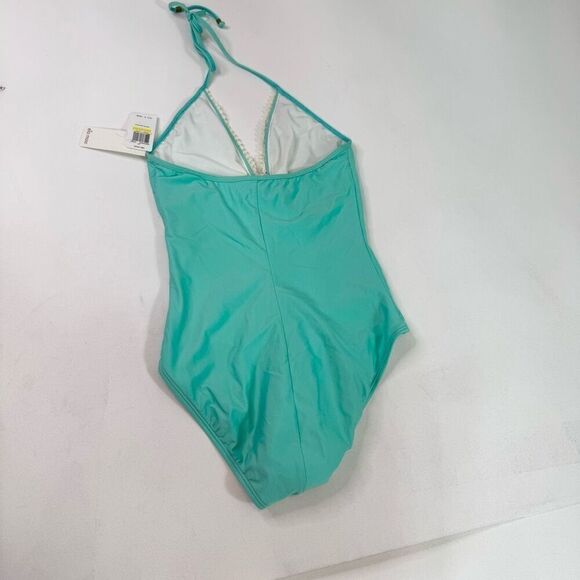 Ella Moss One Piece Swimsuit Womens Medium New Sea Green Halter Lace Beach - Picture 9 of 9